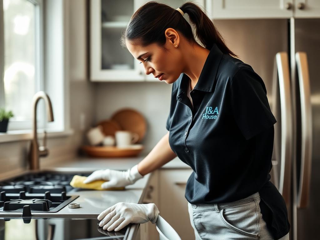 Wiping down stainless steel kitchen appliances