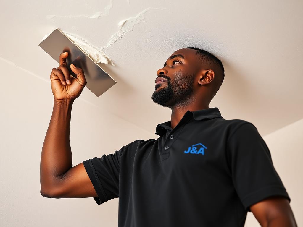 Finisher applying joint compound to a ceiling seam