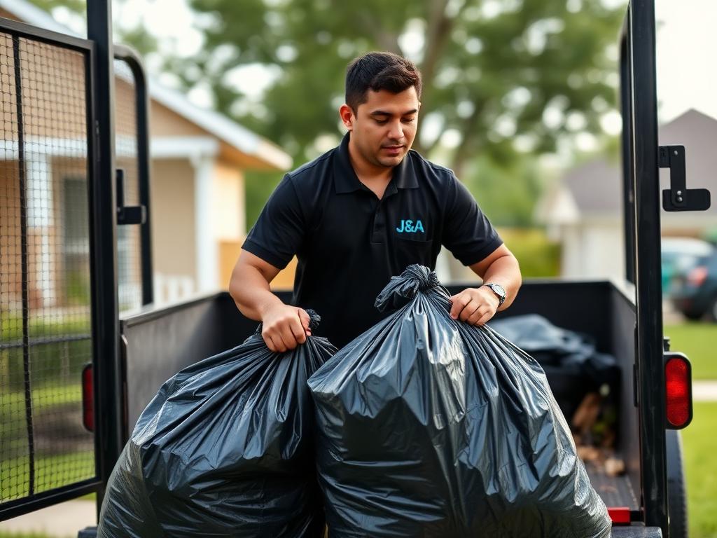 Loading yard waste after a lawn cleanup