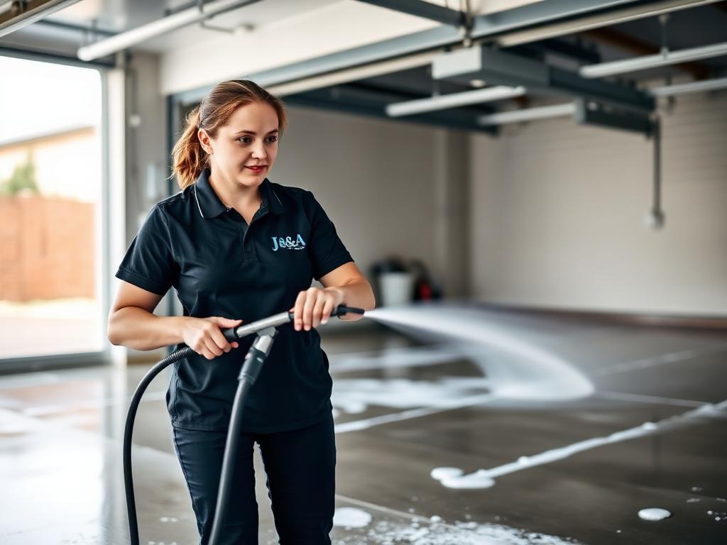 Washing a garage floor clean