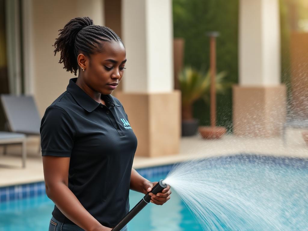 Soft washing a pool patio area