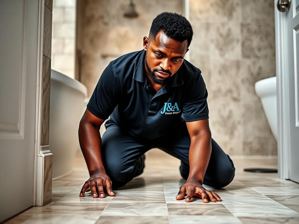 Setting large format tile on a bathroom floor